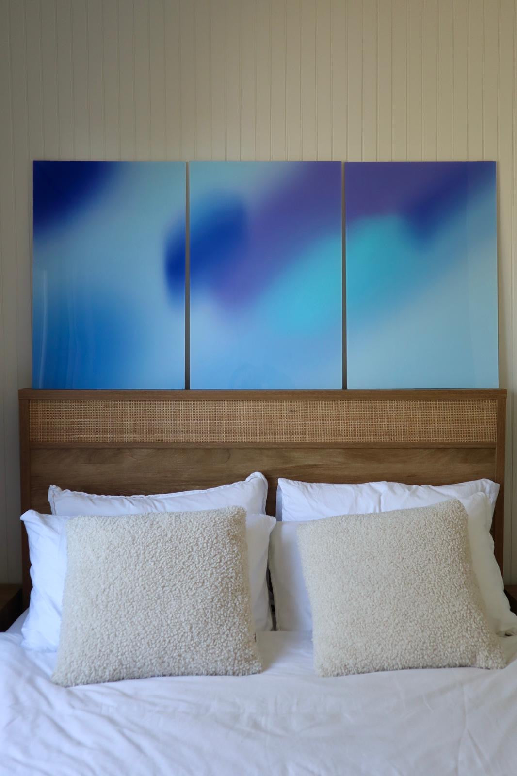 tryptique sérénité azure bleu blue acrylique polaire design